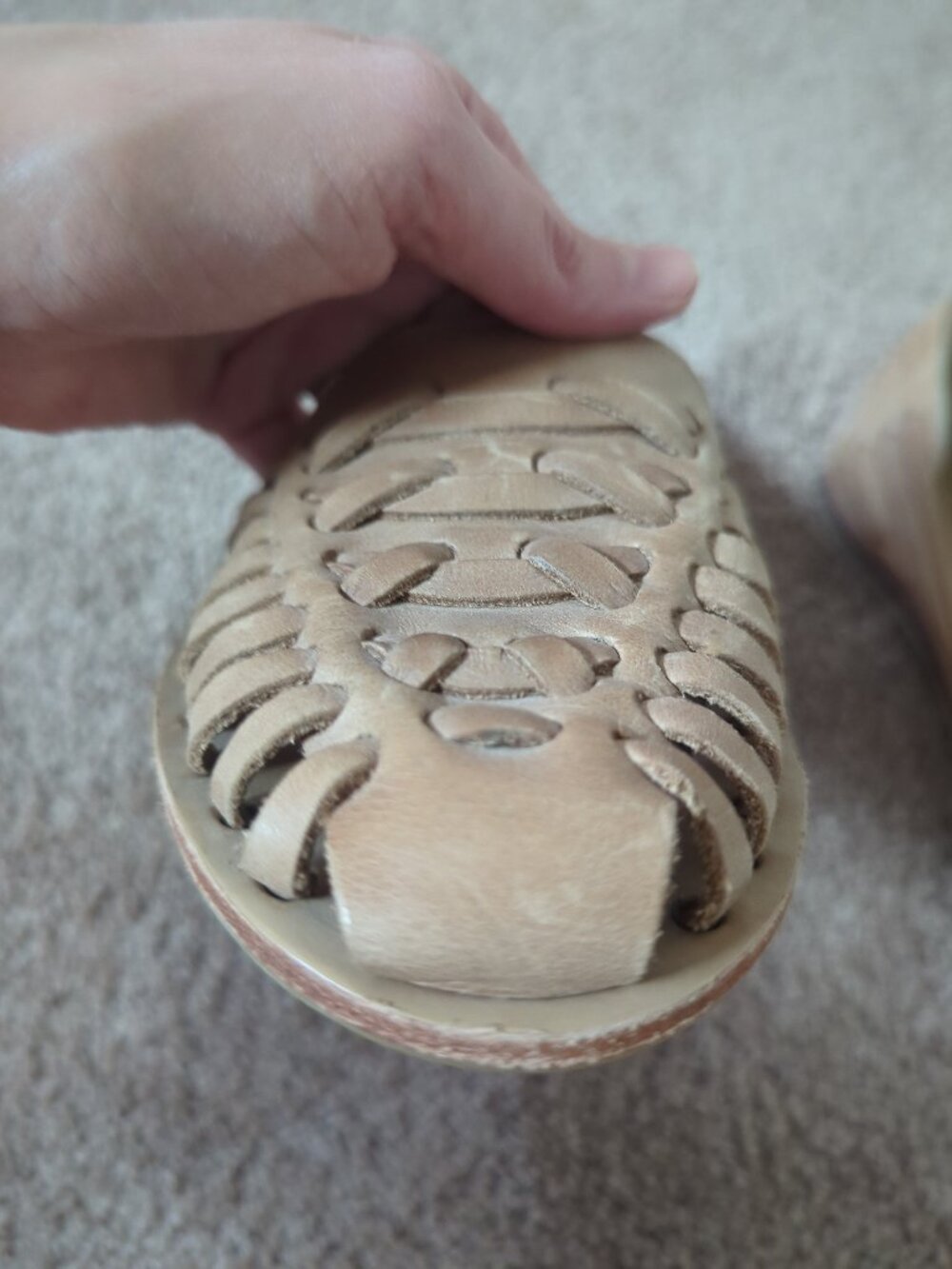 Nisolo Almond Leather Huarache Woven Slip On Sandals Flats Womens 8 Peru - Picture 9 of 10